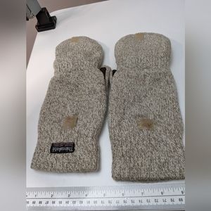Thinsulate Sweater Knit Convertible Fingerless Mitten Glove Men's One Size Beige